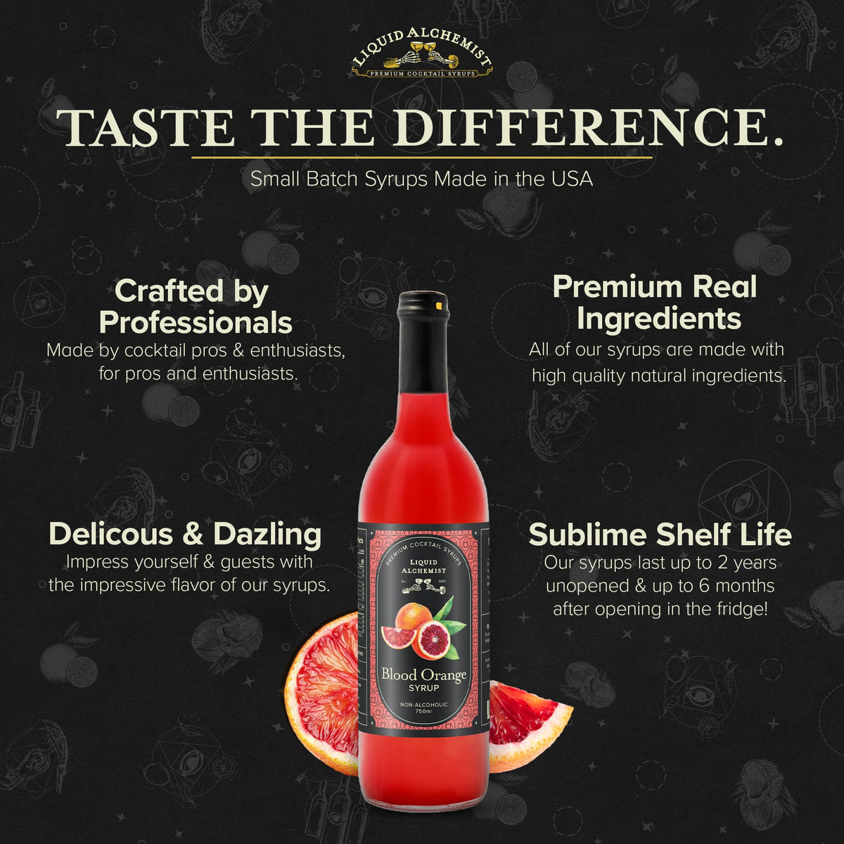 Tea cup presenting Blood Orange Syrup for flavorful non-alcoholic options.