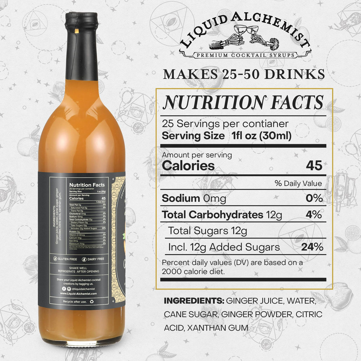 Liquid Alchemist pour showing ginger syrup ideal for quick Moscow Mules.