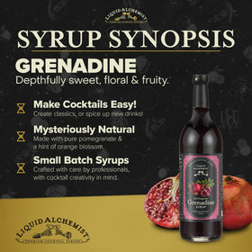 Liquid Alchemist Grenadine Syrup glass cocktail showcasing rich color and balanced sweetness.