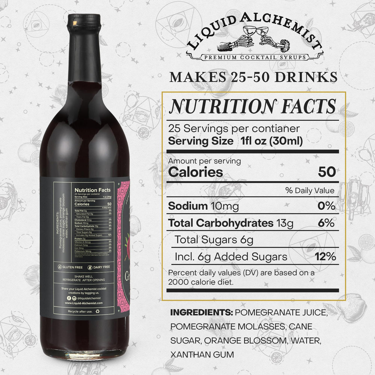 Liquid Alchemist Grenadine Syrup pour ideal for vibrant layered cocktails.