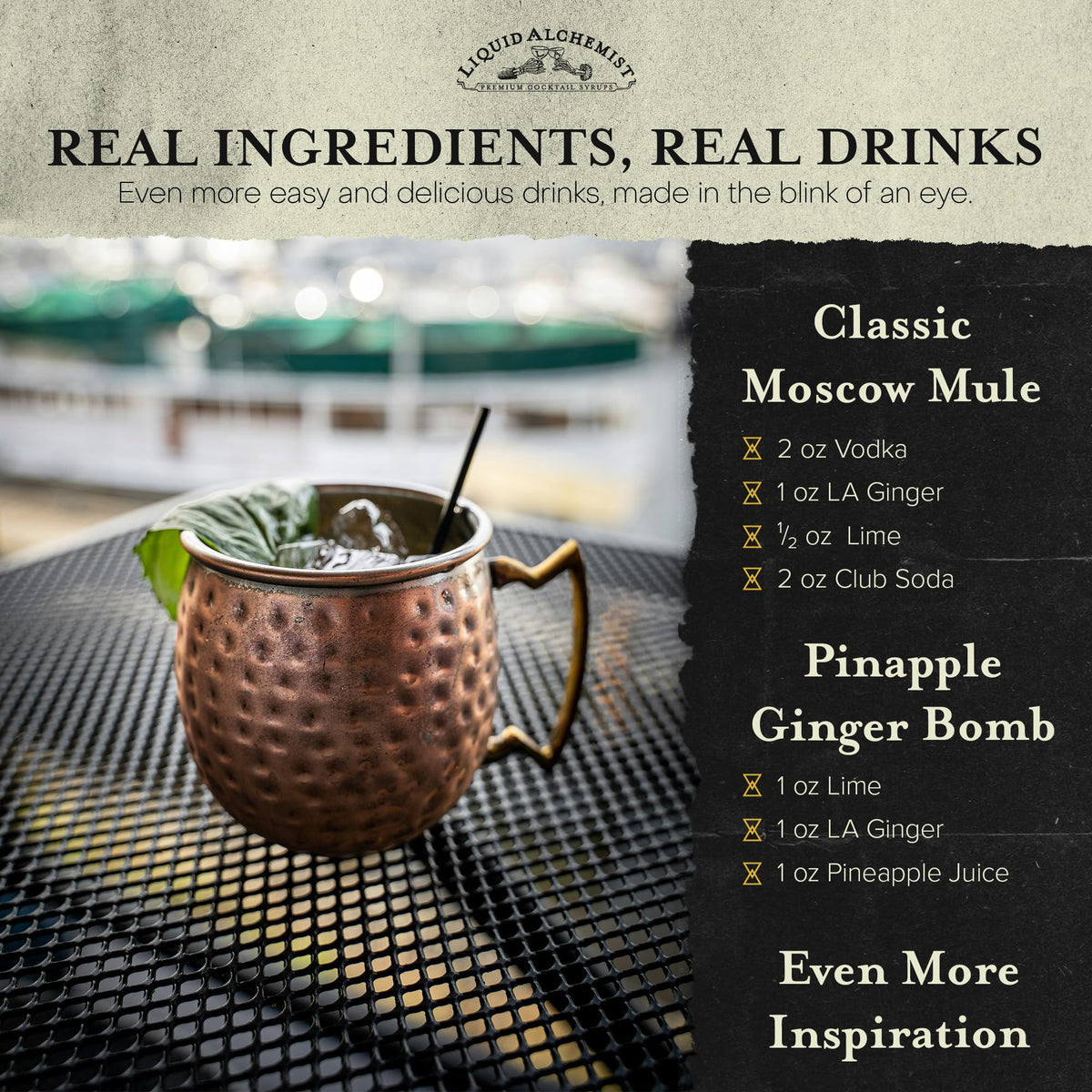 Liquid Alchemist ready-to-mix concept makes bar-quality drinks easy.