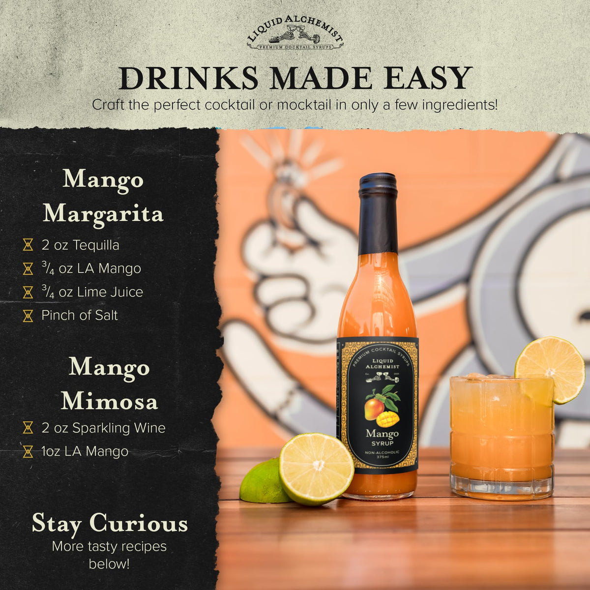 Liquid Alchemist Mango Syrup Margarita Mix ready-to-use flavor boost.