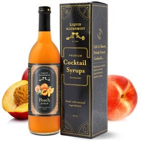 Liquid Alchemist Peach Syrup bottle for cocktails.