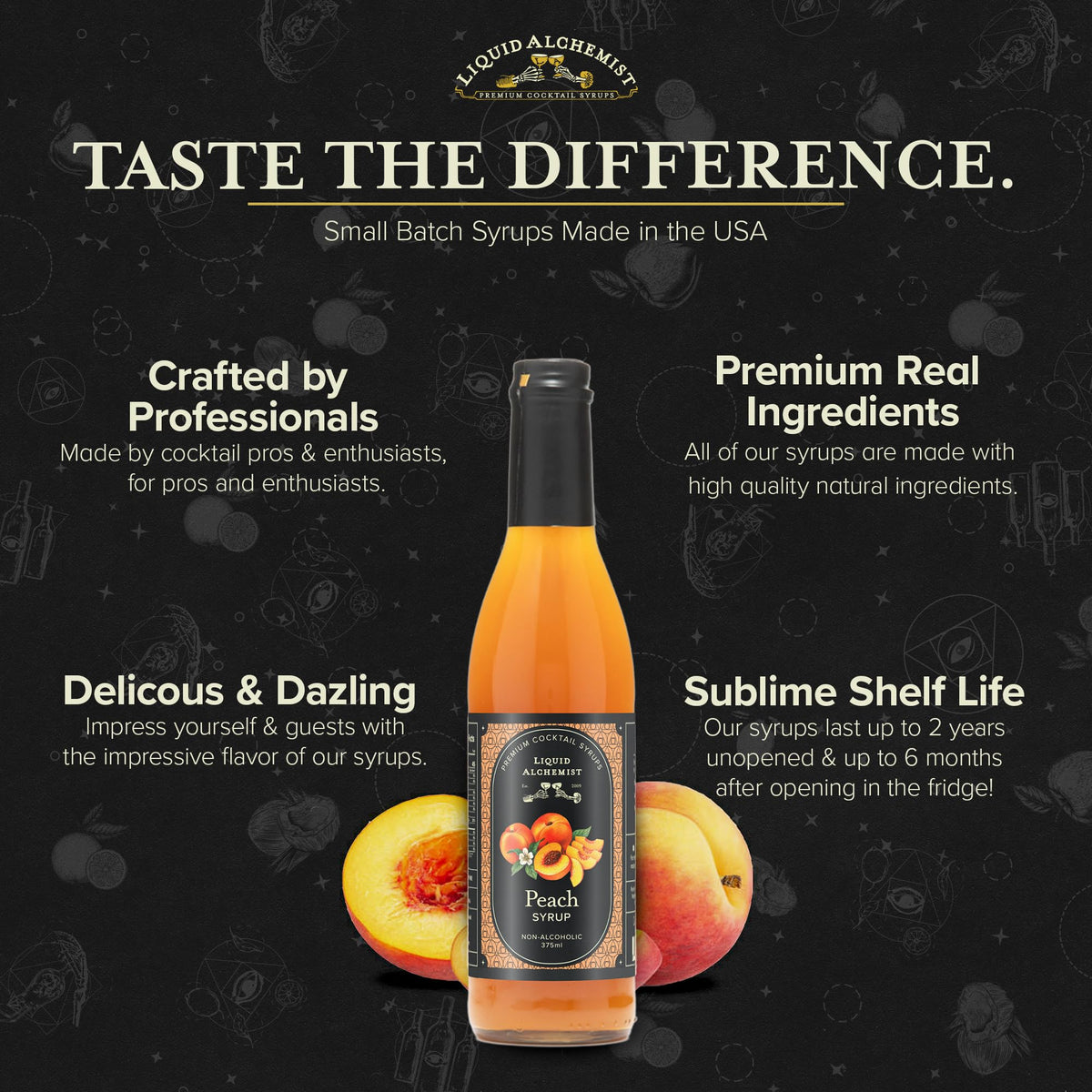 Liquid Alchemist Peach Syrup with iced tea adding natural sweetness