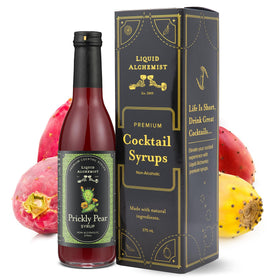 Liquid Alchemist prickly pear syrup bottle shows real ingredients for cocktails