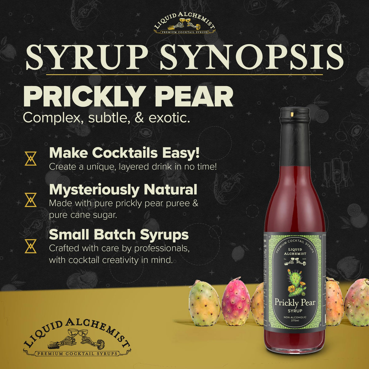 Cold prickly pear cocktail with Liquid Alchemist syrup