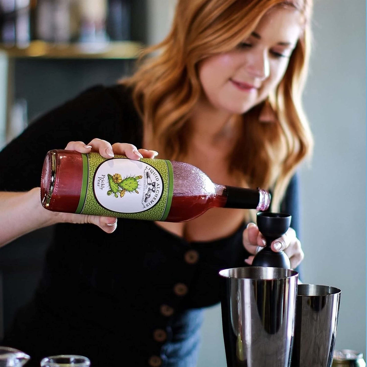 Vegan-friendly prickly pear syrup by Liquid Alchemist in a bottle