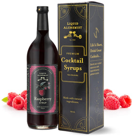 Liquid Alchemist Raspberry Syrup bottle highlighting real fruit flavor for cocktails