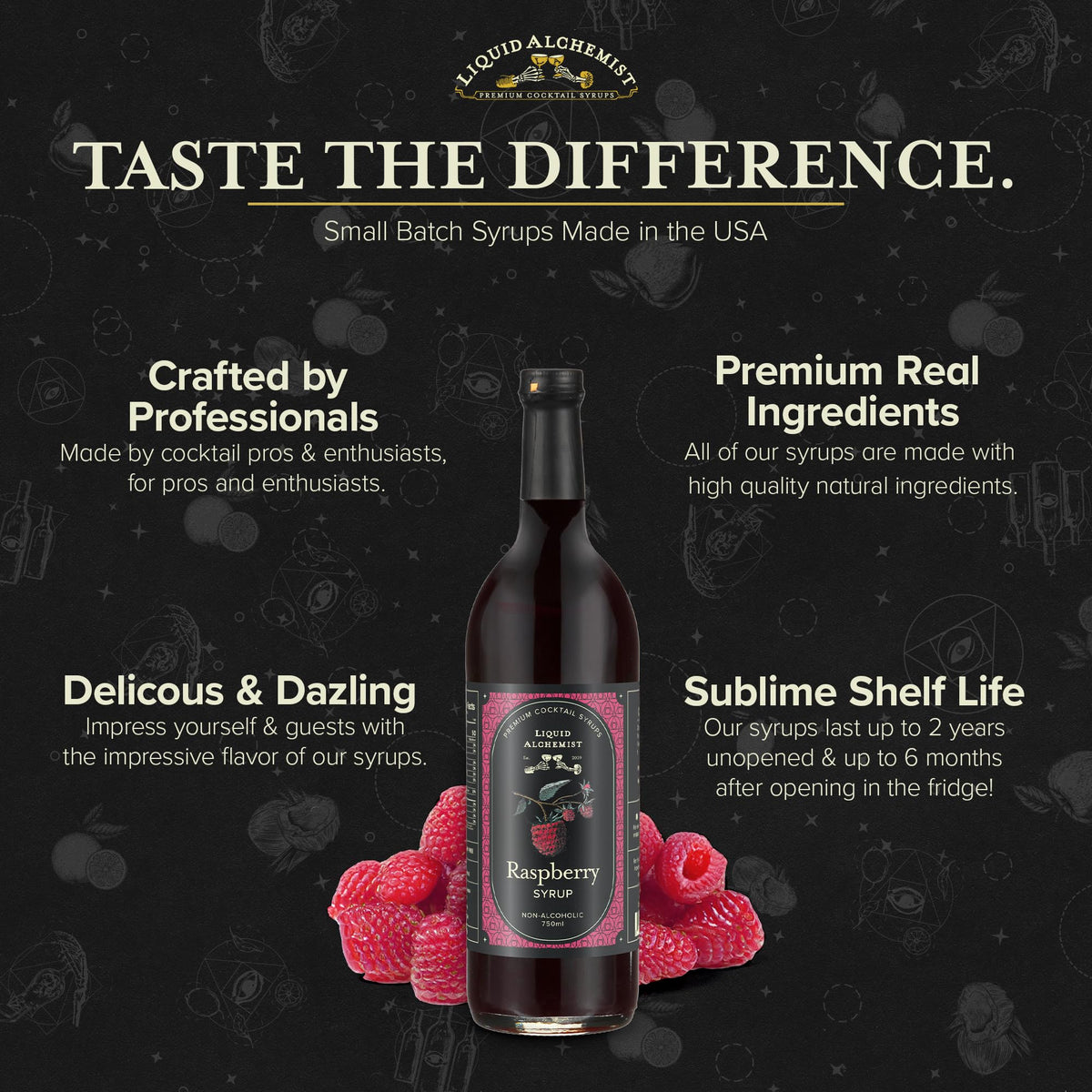 Liquid Alchemist Raspberry Syrup cosmo assembly with orange twist
