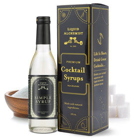 Liquid Alchemist simple syrup bottle pour highlights smooth sweetness for cocktails