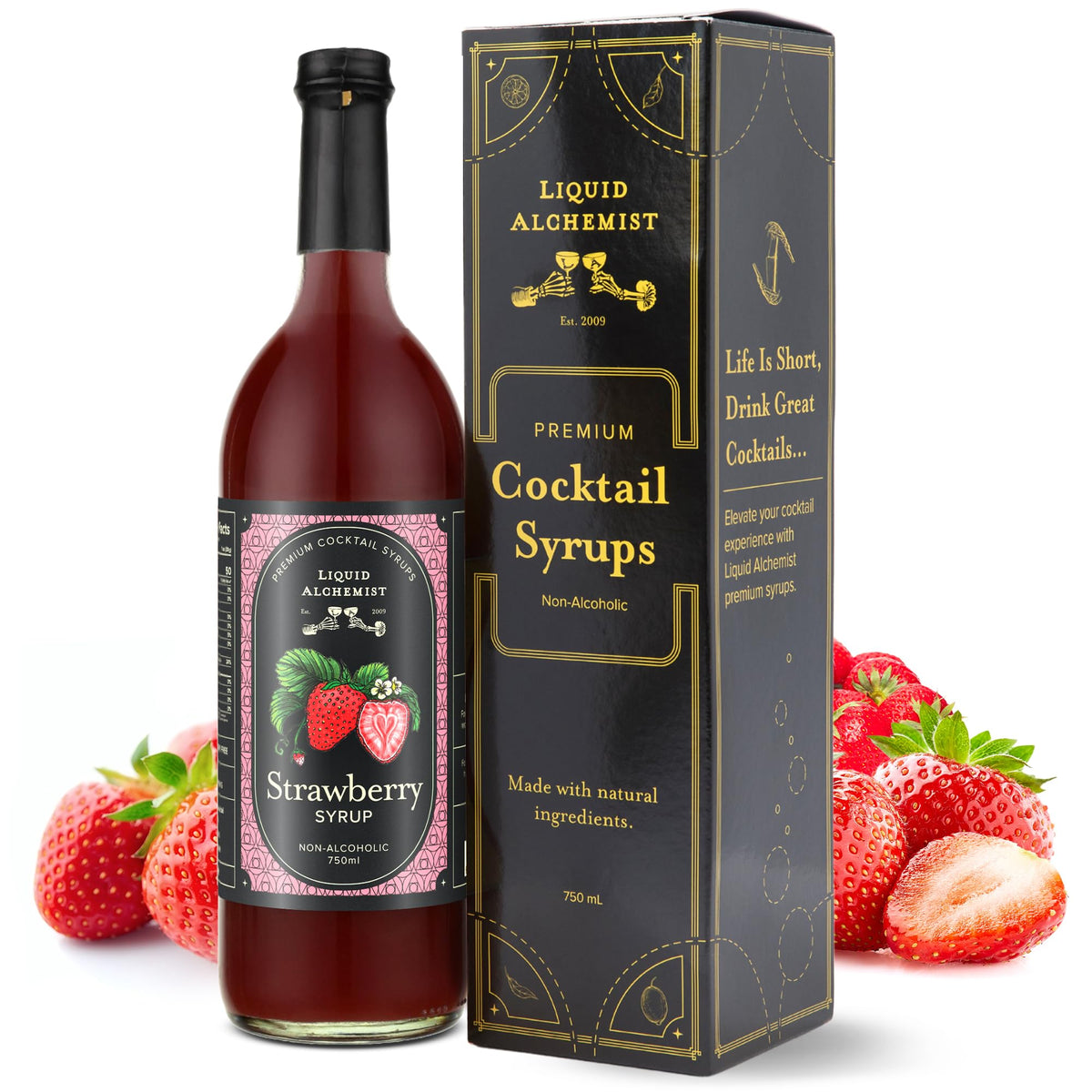 Liquid Alchemist Strawberry Syrup bottle for premium cocktails