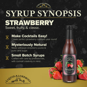 Liquid Alchemist Strawberry Syrup label closeup showing real fruit