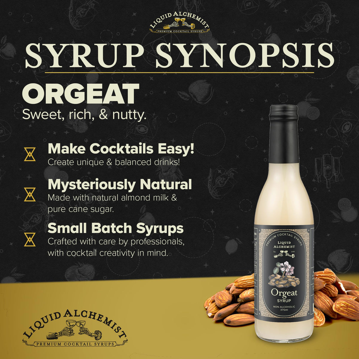 Liquid Alchemist toasted almond closeup highlighting real ingredients.