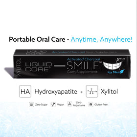 Liquid Core SMILE icy mint gum pieces delivering a brisk finish.