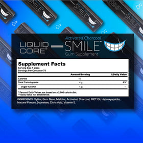 Liquid Core SMILE sugar-free xylitol gum for long-lasting freshness.