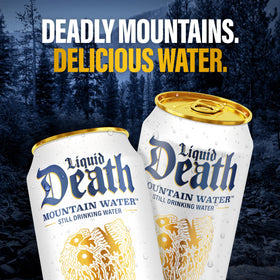 Liquid Death 12-pack king-size cans for convenient outdoor hydration.