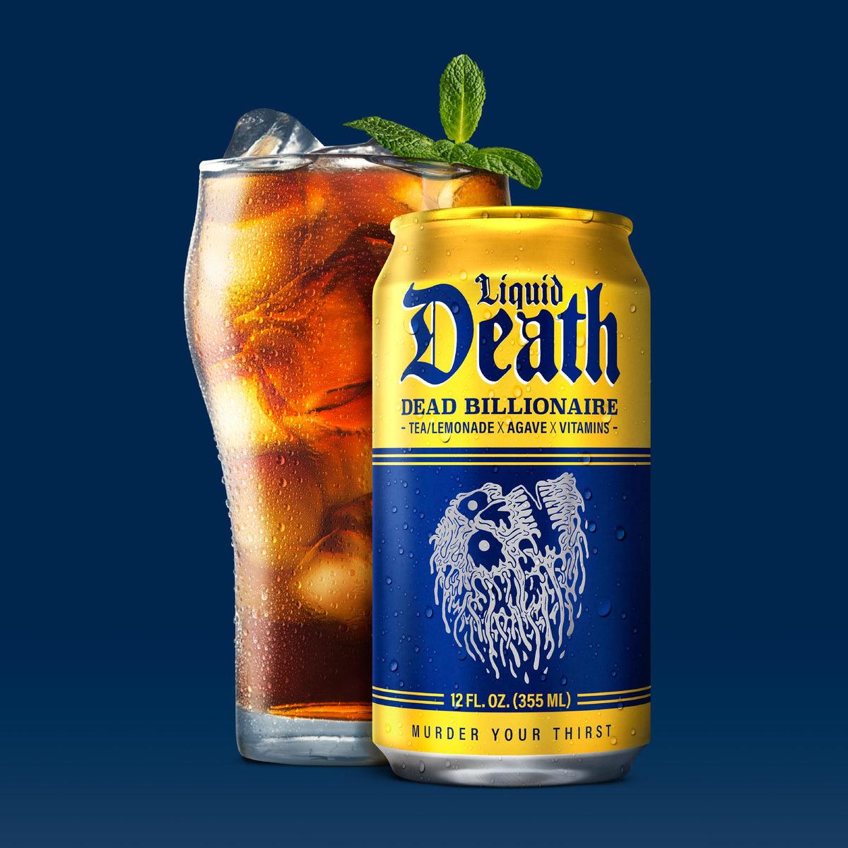 Liquid Death Dead Billionaire no artificial sweeteners preserves clean tea taste
