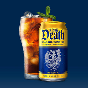 Liquid Death Dead Billionaire no artificial sweeteners preserves clean tea taste