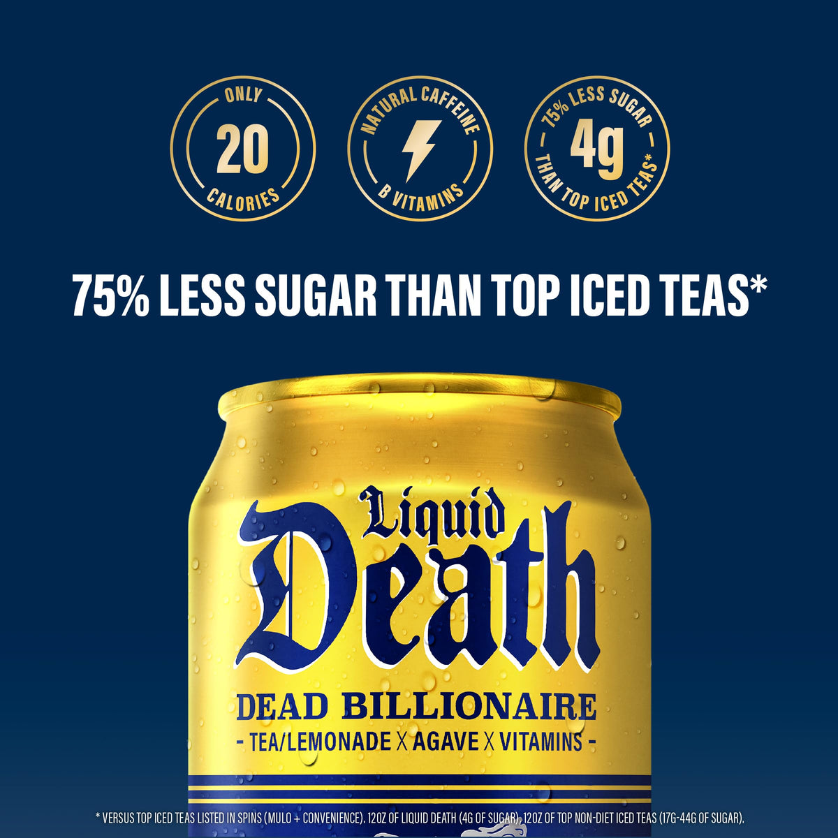 Liquid Death Dead Billionaire vitamins boost can signals daytime vitality support