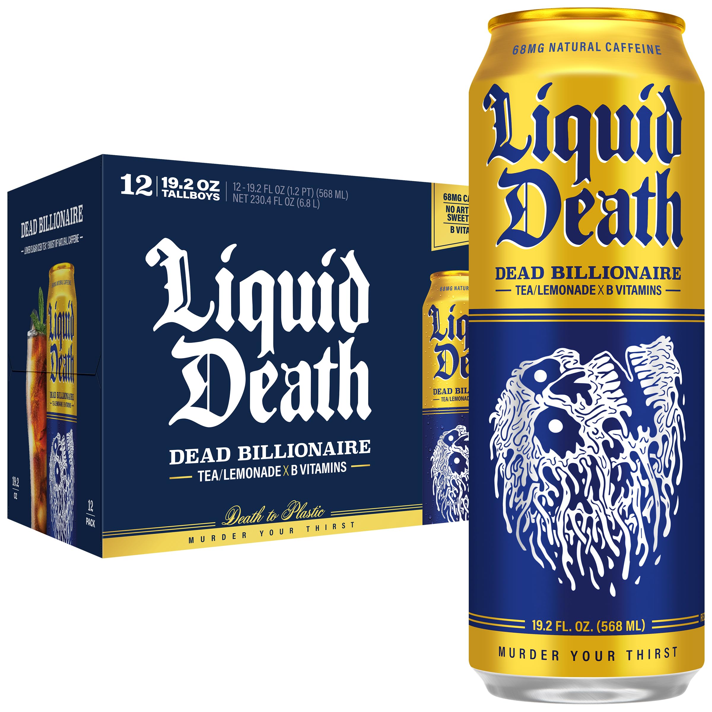 Liquid Death Iced Tea Dead Billionaire – Black Tea & Lemonade, 6g Suga ...