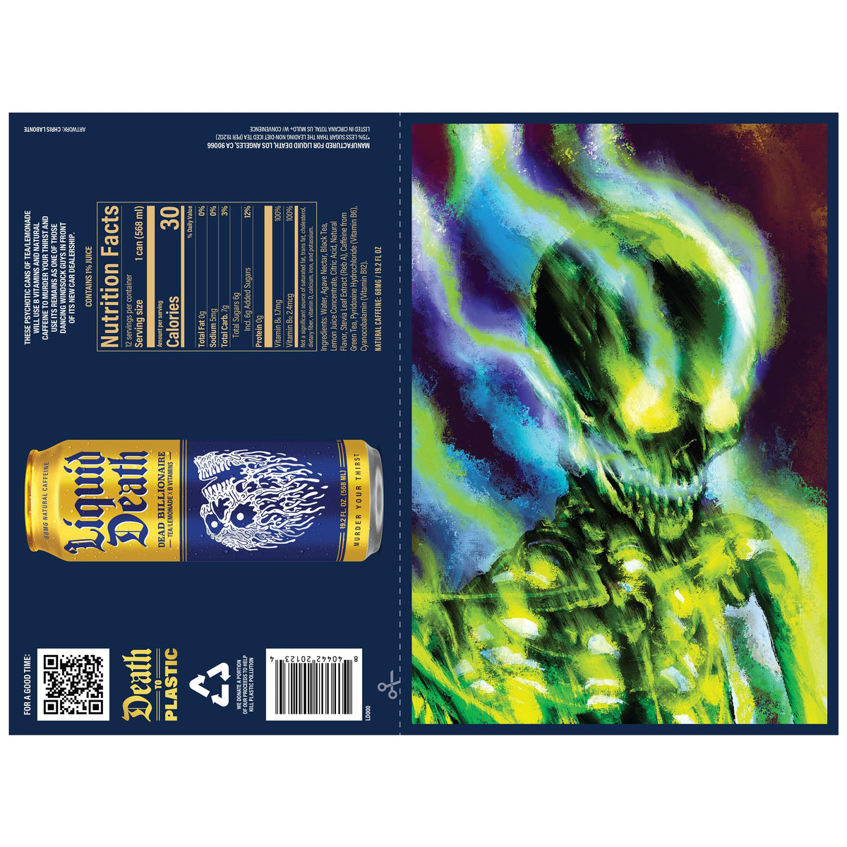Liquid Death Dead Billionaire caffeine-boosted iced tea for alert afternoons