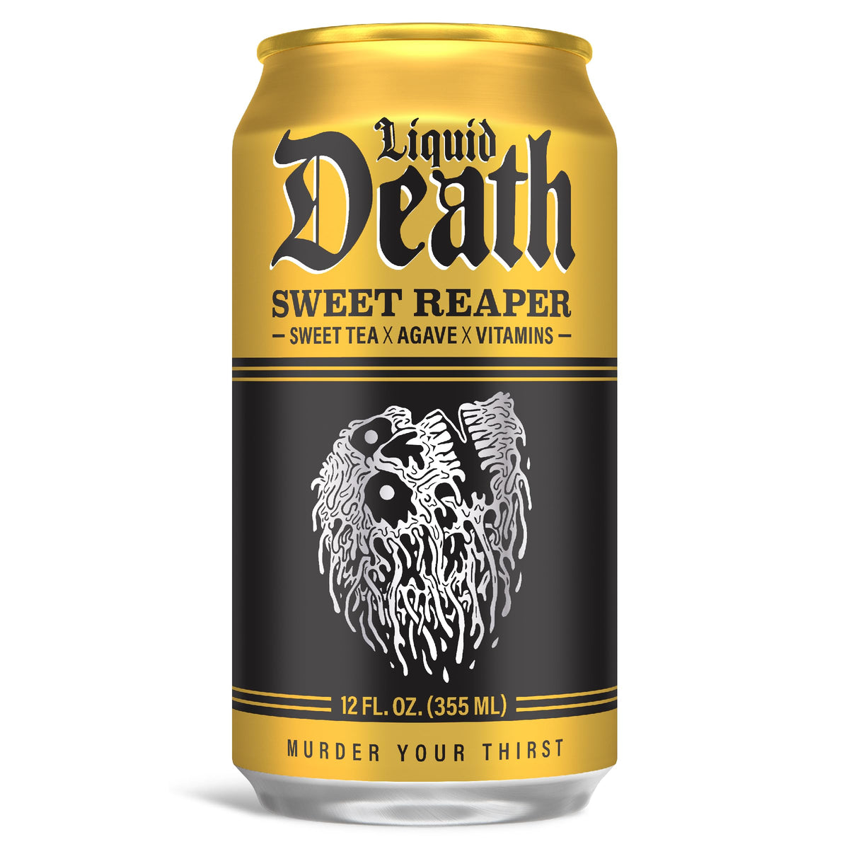 Label on Liquid Death Sweet Reaper showing 20 calories per can