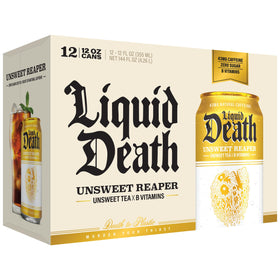 Liquid Death Iced Tea cans stacked to emphasize recyclable packaging