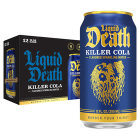 Liquid Death Killer Cola can ready to chill for a crisp, caffeine-free refresh.