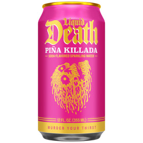 Liquid Death Piña Killada label details highlighting clean ingredients and sipping without guilt