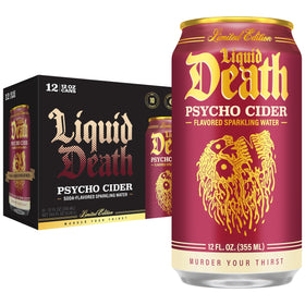 Liquid Death Psycho Cider apple cinnamon can with bold flavor and low sugar