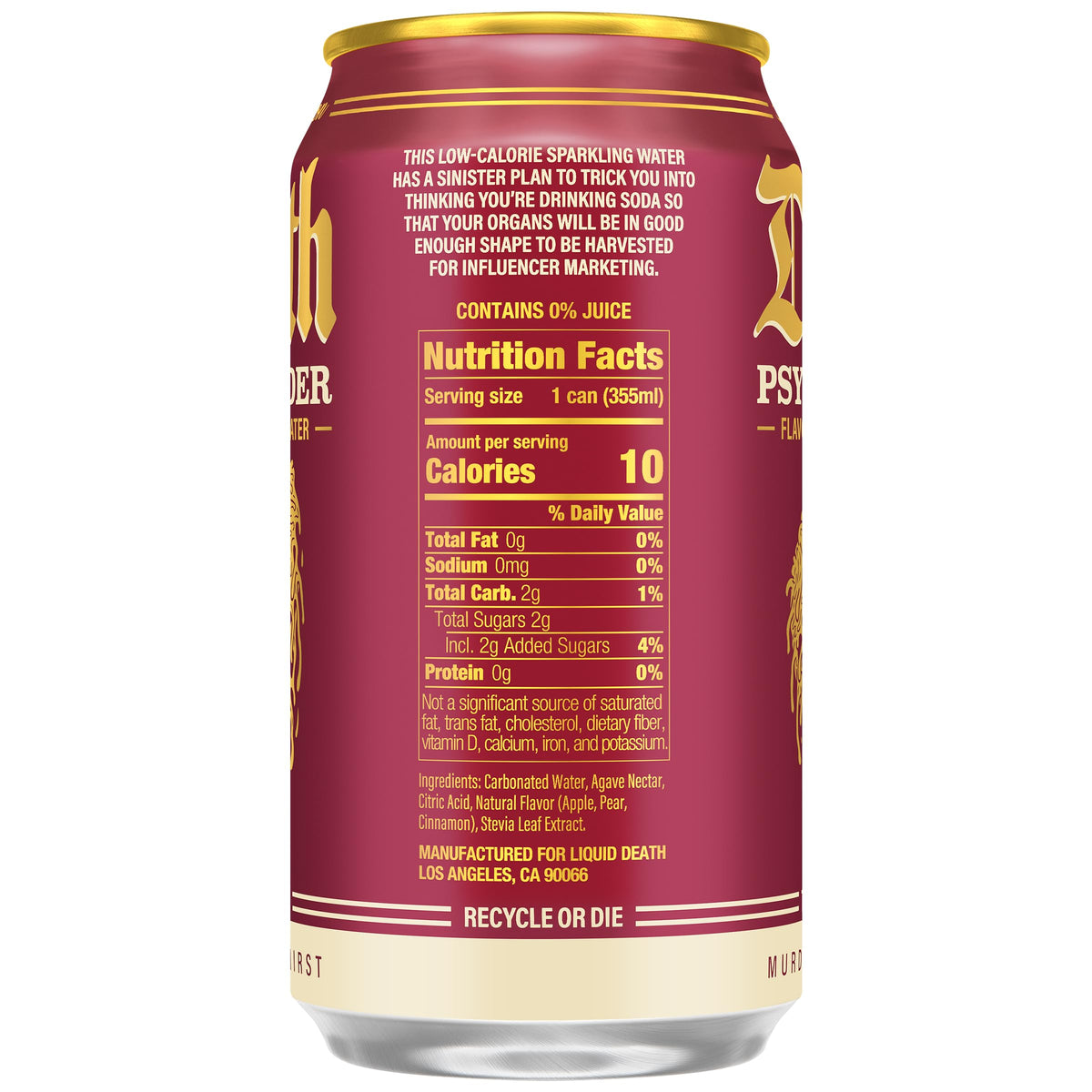 Liquid Death Psycho Cider can pouring into glass for quick flavor boost