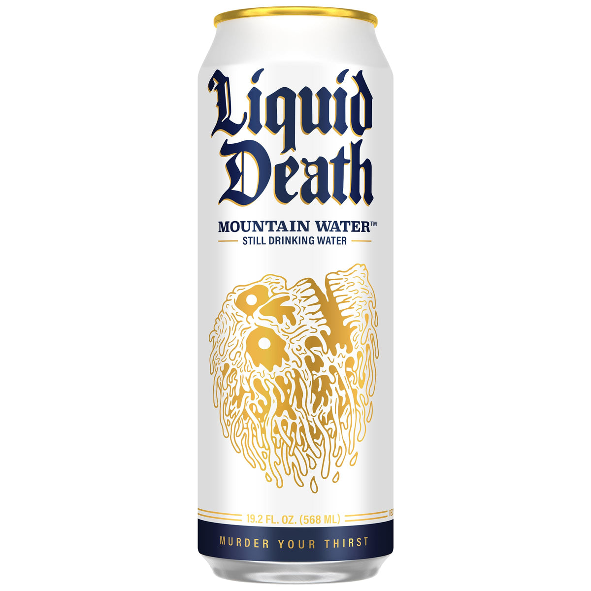Liquid Death real mountain source water can delivers clean taste on the go.