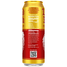 Liquid Death Rest in Peach label closeup shows natural ingredients and no artificial sweeteners.