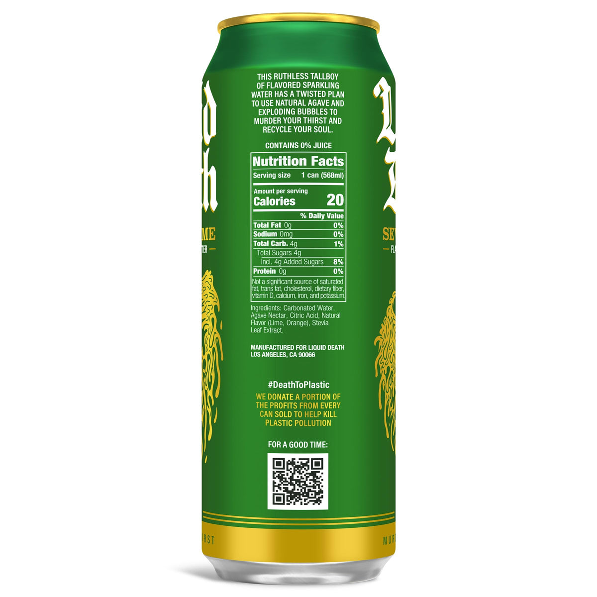 Liquid Death Severed Lime can bubbles close-up highlighting refreshing sparkle.