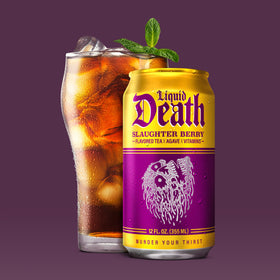 Liquid Death Slaughter Berry pack front for daily refreshment