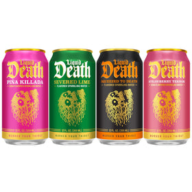 Liquid Death Orange can with bright, bubbly flavor for a soda-like lift without caffeine.