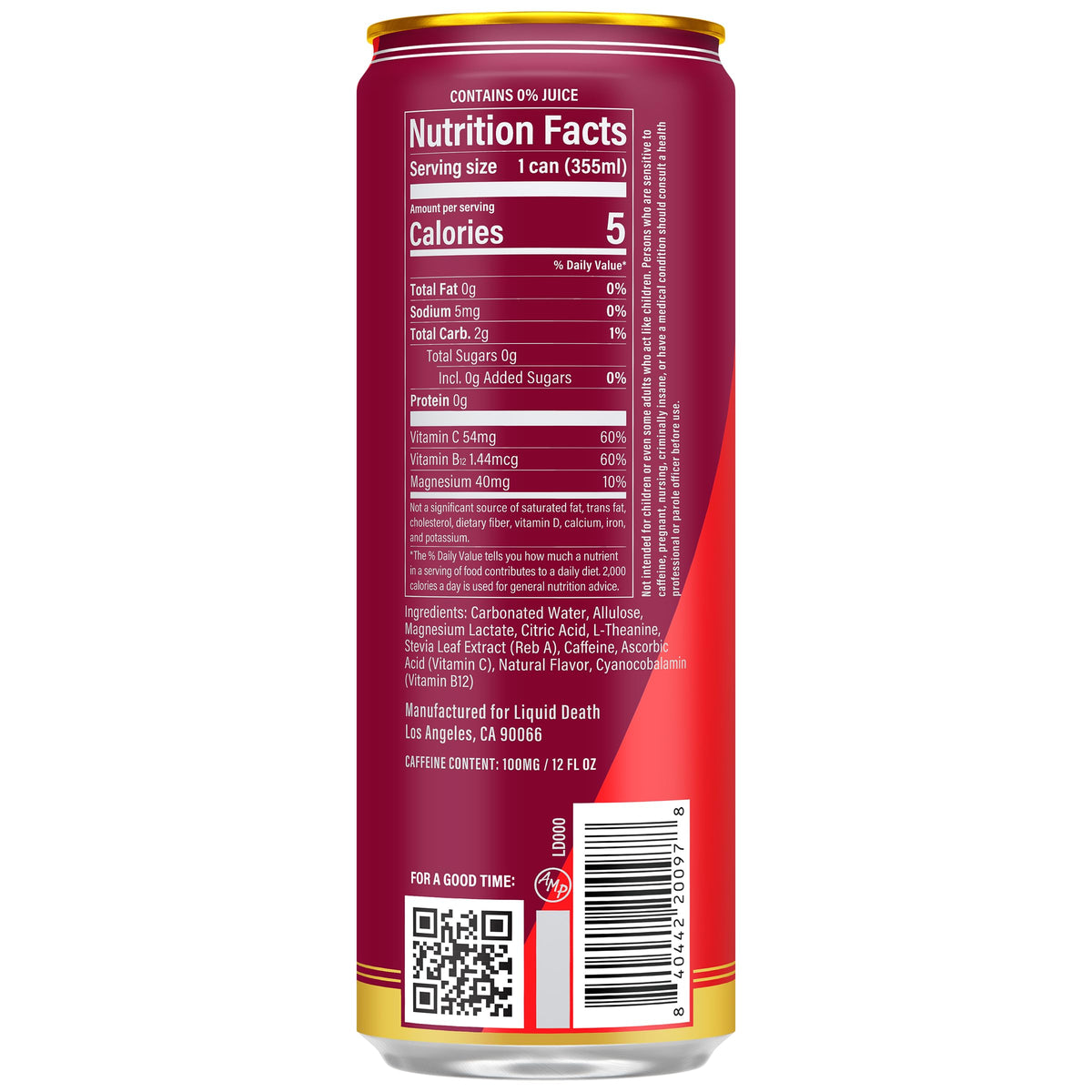Liquid Death Sparkling Energy Murder Mystery Spice can energize your day