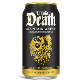 Liquid Death Sparkling Mountain Water cans ice-cold and refreshing