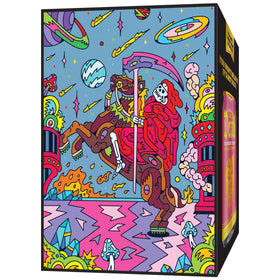 Liquid Death Strawberry Terror label emphasizes recyclable cans and bold berry flavor.