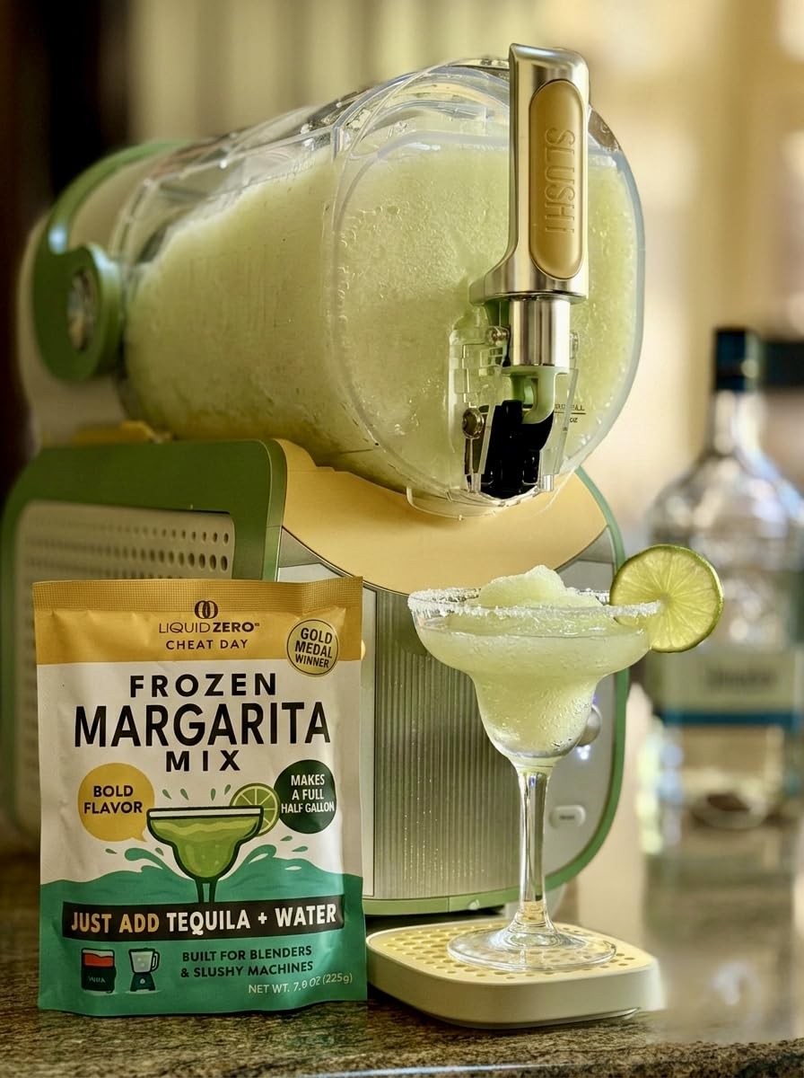 Liquid Zero Cheat Day margarita mix ready for Margaritaville machines with bright lime flavor.