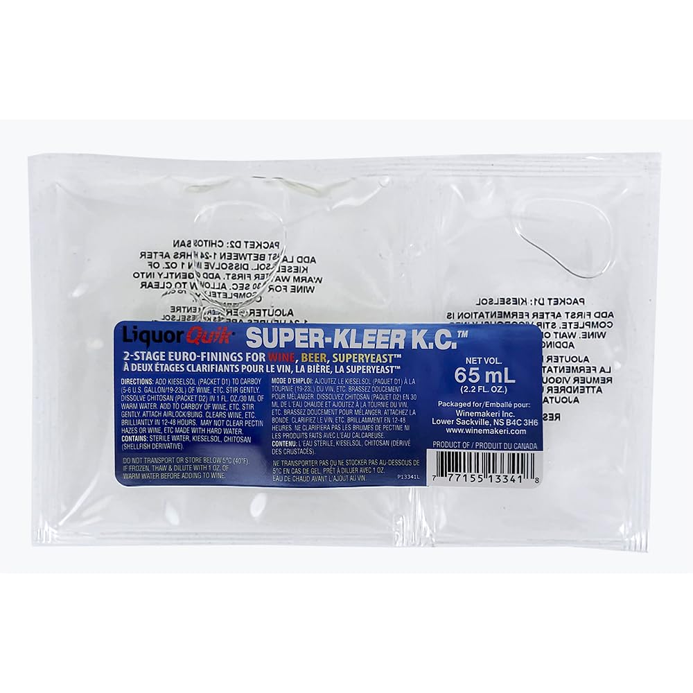 Liquor Quik Super-Kleer KC Finings clarify beer post-use.