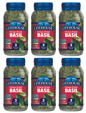 Litehouse Freeze Dried Basil Leaves bottle close-up showing preserved aroma for cooking