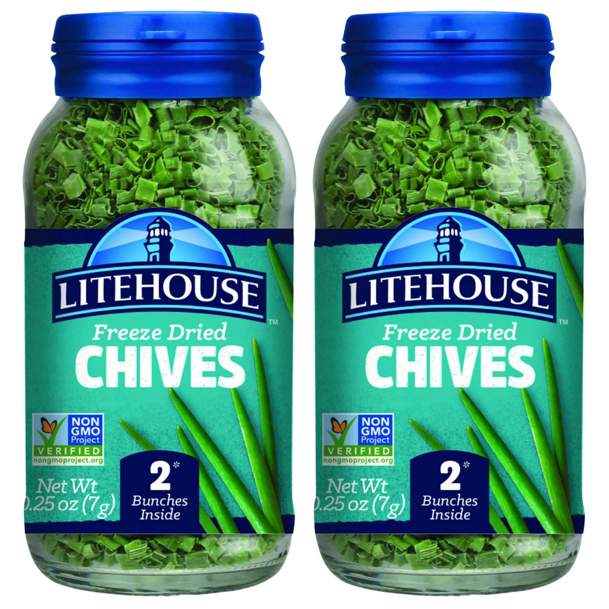 Litehouse Freeze Dried Chives bottle adds vibrant color to dishes.