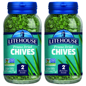 Litehouse Freeze Dried Chives bottle adds vibrant color to dishes.