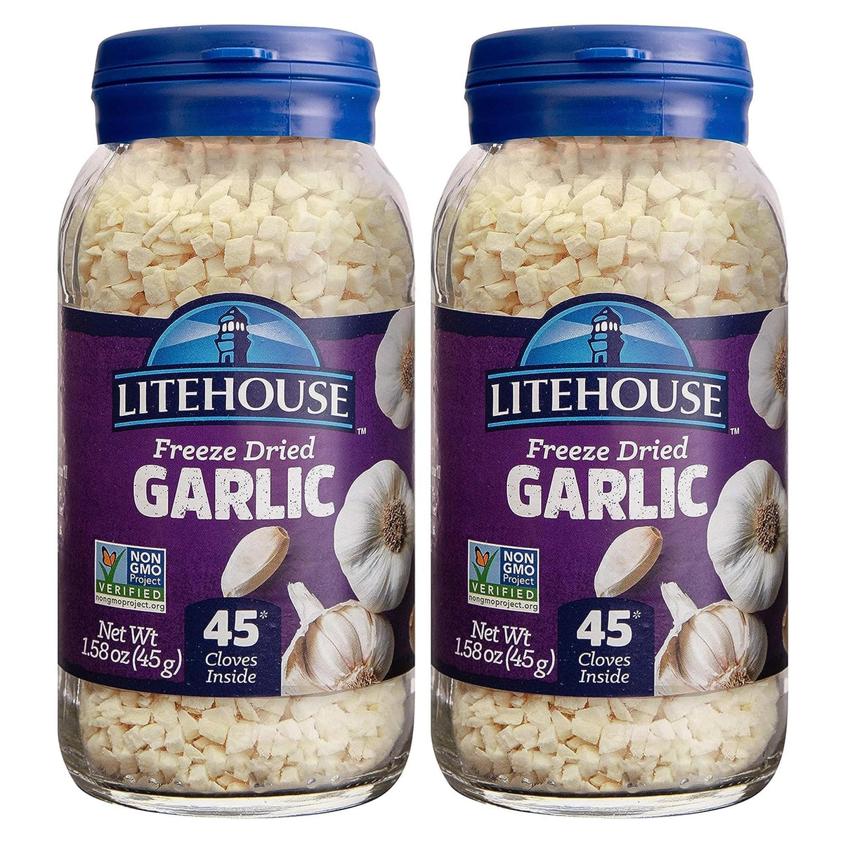 Litehouse Freeze Dried Garlic bottle 2-pack for pantry-ready flavor boost.