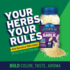 Litehouse Freeze Dried Garlic measure spoon for precise, quick seasoning.