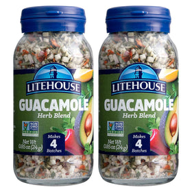 Litehouse Freeze Dried Guacamole Herb Blend jar close-up showing vibrant color and aroma boost.