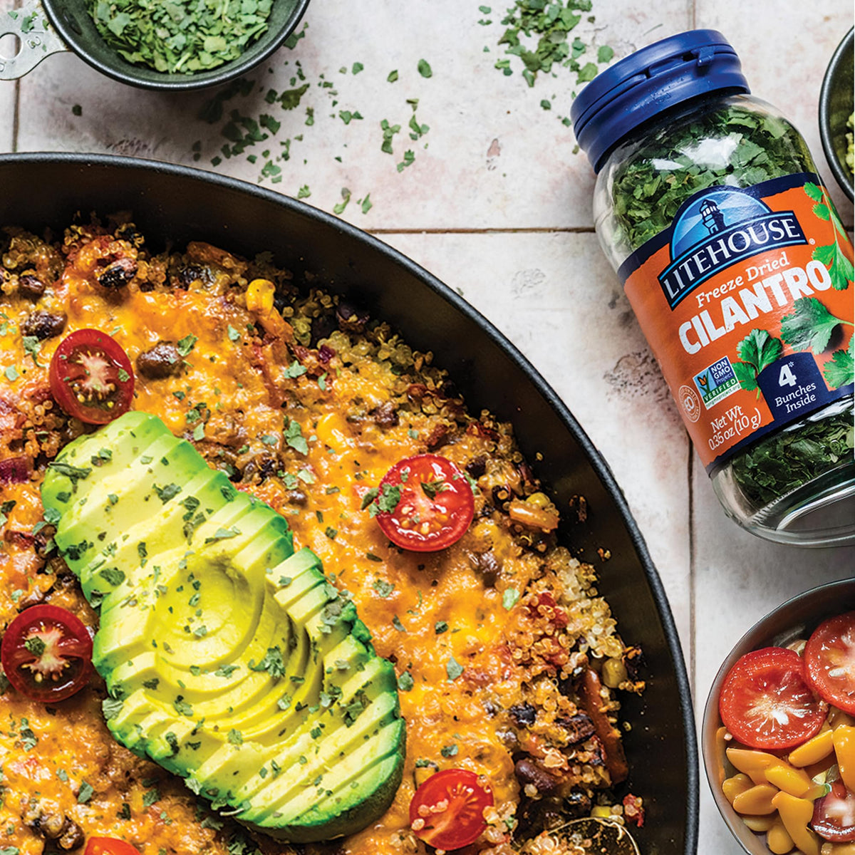 Litehouse Italian blend bottle combines herbs for effortless pasta dishes.