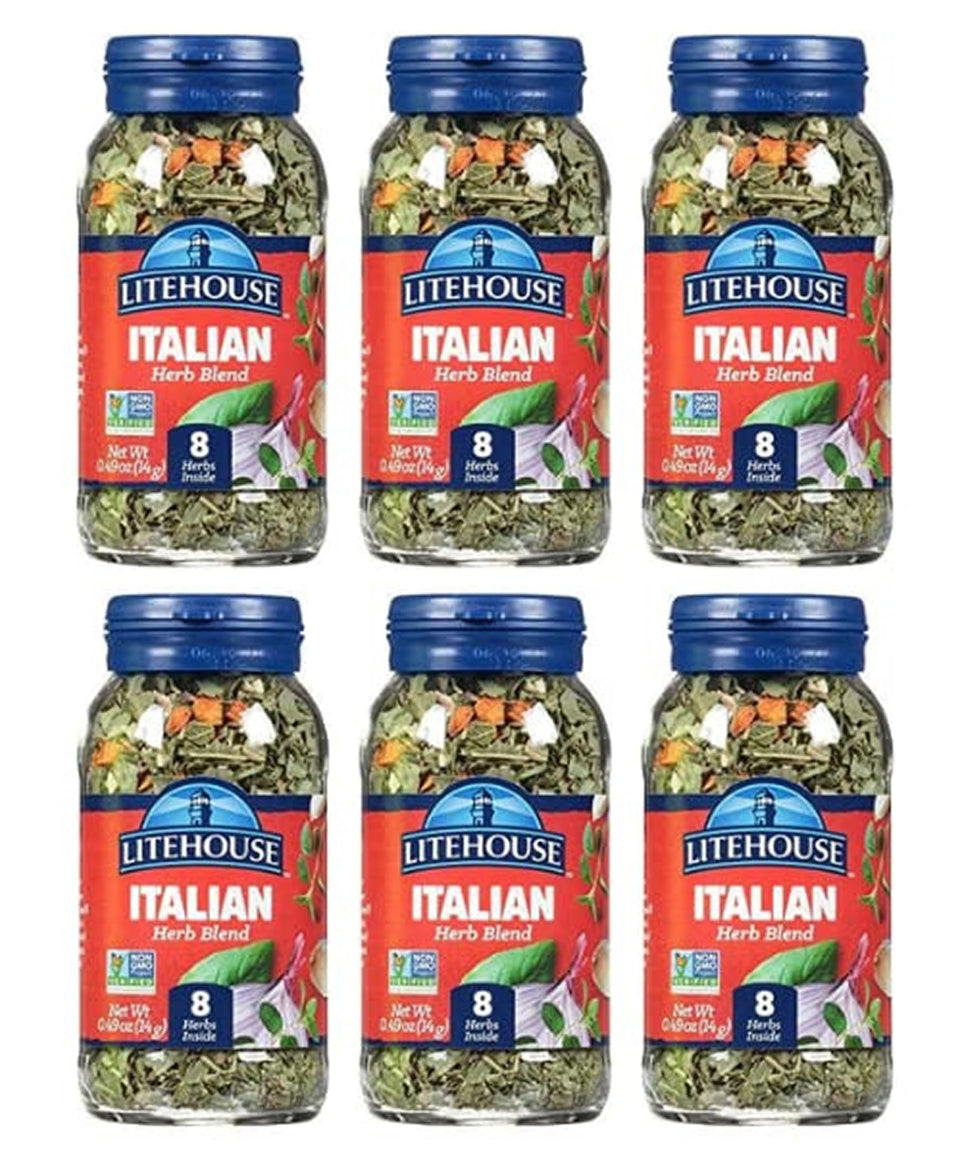 Litehouse Freeze Dried Italian Herb Blend bottle on shelf boosts flavor and color