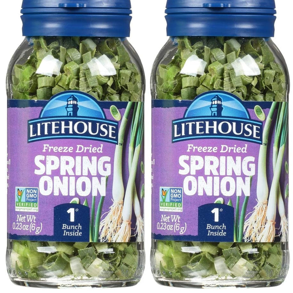 Litehouse Freeze Dried Spring Onion bundle showing shelf-stable freshness for quick seasoning